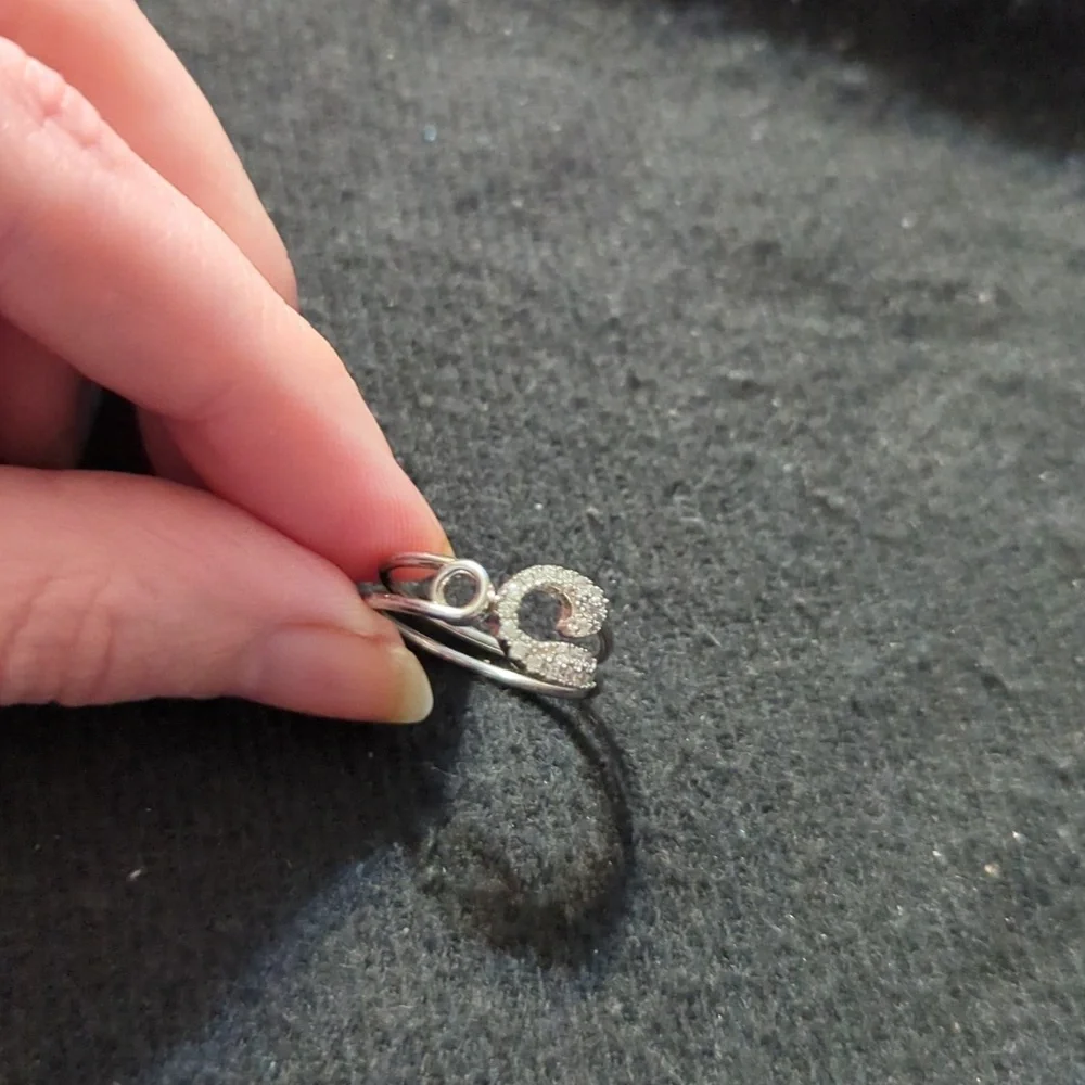 Sterling Silver Clear CZ Safety Pin Dainty Delicate Statement Ring - Size 7.5
